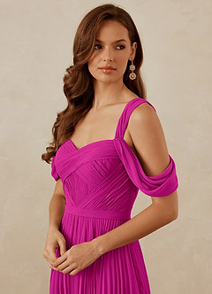 Christian Siriano Bridal for Azazie 1013 Bridesmaid Dresses Fuchsia A-Line Off the Shoulder Chiffon Dress image2
