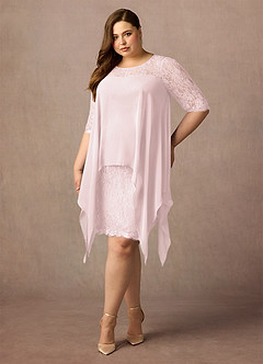 Azazie Flo Mother of the Bride Dresses Blushing Pink A-Line Lace Chiffon Dress image6