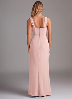 Azazie Denice Bridesmaid Dresses Powder Pink Sheath Pleated Chiffon Dress image2
