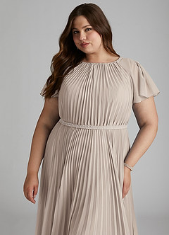 Azazie Kara Robes de demoiselle d'honneur modestes Robe Trapèze Plissée Longueur ras du sol Mousseline de soie image15