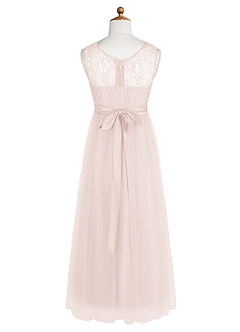 Azazie Georgette Junior Rose Petal A-Line Lace Tulle Dress image9