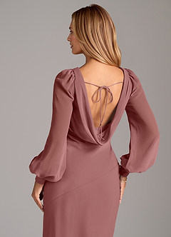 Azazie Rylina Bridesmaid Dresses Desert Rose Mermaid Long Sleeve Chiffon Dress image2