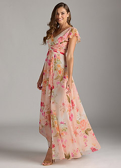 Azazie Omari Bridesmaid Dresses Abstract Bouquet Floral A-Line Chiffon Dress image4