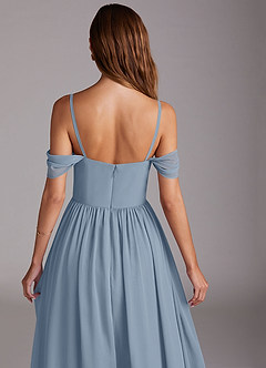 Azazie Calianna Bridesmaid Dresses Dusty Blue A-Line Off the Shoulder Chiffon Convertible Dress image9