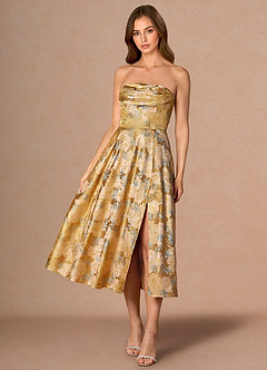 Robe Mi-Longue Or Ocre Nella image4