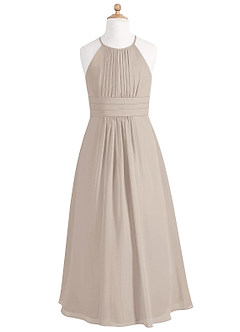 Azazie Bonnie Junior Frost A-Line Pleated Chiffon Dress image5