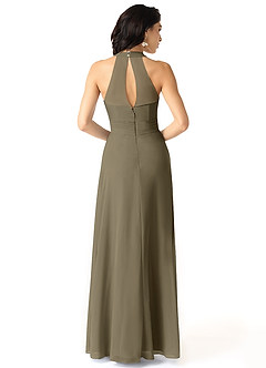Azazie Danica Bridesmaid Dresses Willow Green A-Line Pleated Chiffon Dress image2