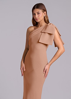 Azazie Yuanna Bridesmaid Dresses Champagne Rose Mermaid One Shoulder Chiffon Dress image7