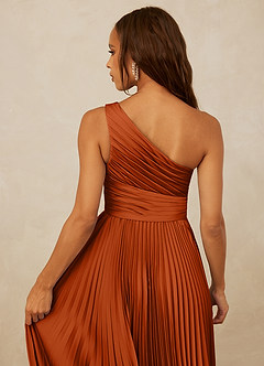 Christian Siriano Bridal for Azazie 1008 Bridesmaid Dresses Burnt Orange A-Line One Shoulder Stretch Satin Dress image6