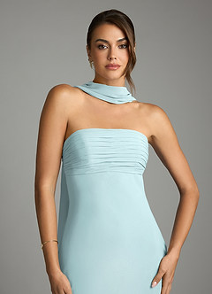 Azazie Saylor Vestidos de damas de honor Vestido de Neblina de Gasa de Corte Sirena con Sin tirantes image6