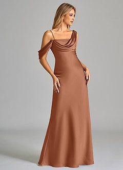 Azazie Celina Vestidos de damas de honor Vestido de Bronceador de Satén Elástico de Corte Recto con Vestidos sin tirantes image5
