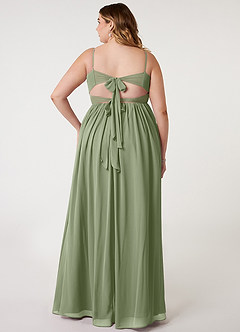 Azazie Zeya Abiti da Damigella Abito A-Line in Chiffon con Scollo a V a Pieghe Pistacchio image7