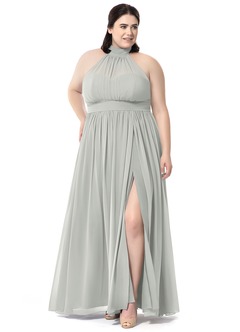 Azazie Iman Jurken voor bruidsmeisjes Jurk van Chiffon met A-Lijn A-lijn met ruches Zilver image32