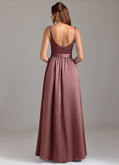 Azazie Elliott Bridesmaid Dresses Vintage Mauve A-Line with Pockets Stretch Satin Dress image6