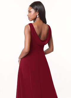 Azazie Karina Bridesmaid Dresses Burgundy A-Line Pleated Chiffon Dress image4
