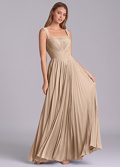 Azazie Mina Jurken voor bruidsmeisjes Jurk van Chiffon met A-Lijn Geplooid Taupe image3