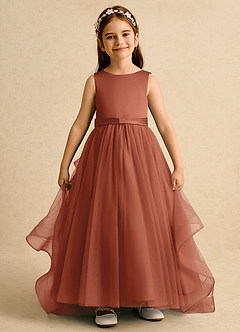 Azazie Lior Abiti da Ragazza di Fiori Abito Principessa in Tulle Plissettato Auburn image2