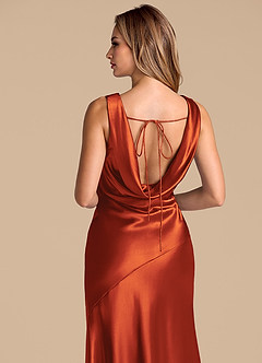 Azazie Rylina Brautjungfernkleider Meerjungfrau-Linie Metallischer Satin Kleid Paprika image2