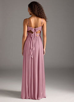 Azazie Zeya Final Sale Vintage Mauve A-Line Pleated Mesh Dress image5