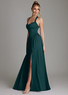 Azazie Francis Bridesmaid Dresses Pine A-Line Corset Stretch Satin Dress image6