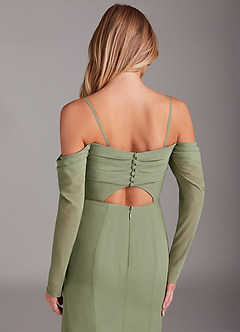 Azazie Hallie Bridesmaid Dresses Pistachio Mermaid Long Sleeve Chiffon Dress image6