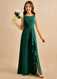 Azazie Chibi Girls Formal Sukienki dla dziewczynek sypiących kwiaty Linia A Pofałdowany Szyfon Długość podłogi Sukienka image1