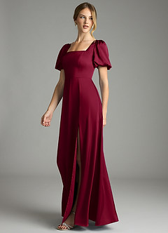 Azazie Fyona Suknie dla druhen Linia A Pofałdowany Satyna elastyczna Do ziemi Sukienka image10