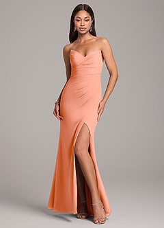 Azazie Yola Bridesmaid Dresses Sunset Sheath Pleated Chiffon Convertible Dress image1