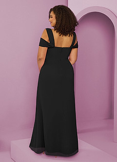 Barbie ♥ Azazie Brautjungfernkleider A-Linie Schulterfrei Chiffon Kleid Schwarz image8