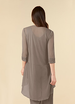 Azazie Frances Mother of the Bride Dresses Taupe Jumpsuit/Pantsuit Scoop Mesh Dress image6