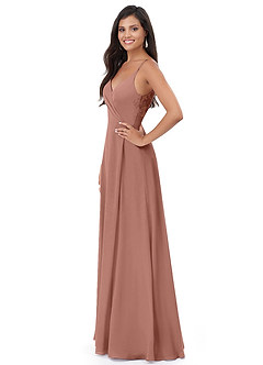 Azazie Lennon Bridesmaid Dresses Cedar Rose A-Line Lace Chiffon Dress image4
