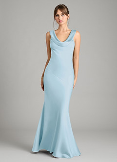 Azazie Rylina Bridesmaid Dresses Sky Blue Mermaid Stretch Satin Dress image1