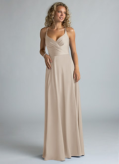 Azazie Davis Vestidos de damas de honor Vestido de Escarcha de Satén Elástico de Corte en A con Plisado image4