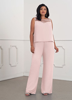 Azazie Maura Mother of the Bride Dresses Blushing Pink Jumpsuit/Pantsuit Sequins Chiffon Dress image10