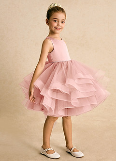 Azazie Tinie Blumenmädchenkleider Ballkleid Schleifen Tüll Kleid Rosettenrosa image4