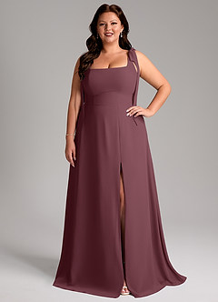 Azazie Debra Bridesmaid Dresses Sangria A-Line with Pockets Chiffon Convertible Dress image1