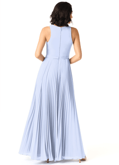 Azazie Lindie Robes de demoiselle d'honneur Robe Trapèze en Mousseline de soie Plissé à encolure dégagée Eis image2