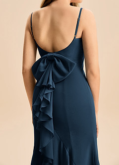 Azazie Lioren Junior Dark Navy Mermaid Bow Chiffon Dress image6
