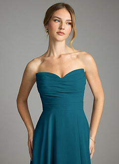 Azazie Ayla Abiti da Damigella Abito A-Line in Chiffon Scollo a Cuore Blu Inchiostro image4