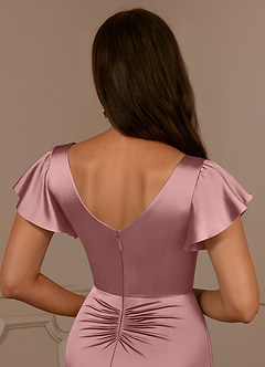 Azazie Roya Mother of the Bride Dresses Dusty Rose Mermaid V-Neck Pleated Stretch Satin Dress image6