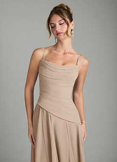 Azazie Gabriela Bridesmaid Dresses Taupe A-Line Corset Chiffon Dress image9