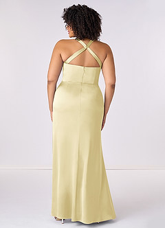 Barbie ♥ Azazie Brautjungfernkleider Meerjungfrau-Linie Plissee Stretch-Satin Kleid Zitronensorbet image9