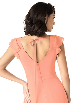 Azazie Claudine Schlussverkauf A-Linie Flatterhülse Chiffon Kleid Sonnenuntergang image6