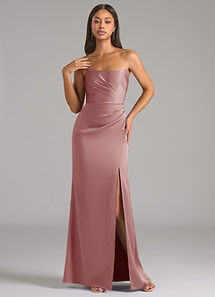 Azazie Marla Bridesmaid Dresses Dusty Rose Sheath Strapless Stretch Satin Convertible Dress image3