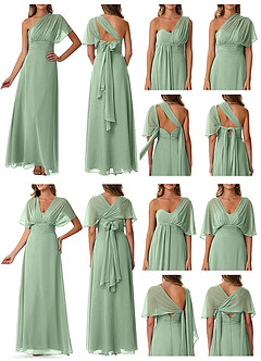 Azazie Fifi At-home Try On Dresses Matcha A-Line Strapless Chiffon Convertible Dress image10