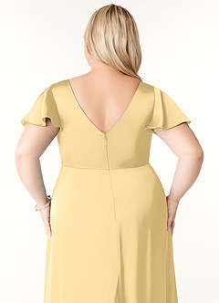 Azazie Soren Robes de demoiselle d'honneur Robe Trapèze en Satin extensible Plissée Beurre image14