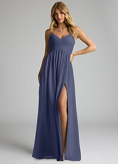 Azazie Alia Bridesmaid Dresses Stormy A-Line Pleated Chiffon Dress image1