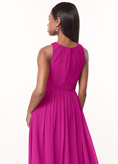 Azazie Harper Bridesmaid Dresses Fuchsia A-Line Pleated Chiffon Dress image4