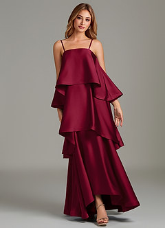 Azazie Azalea Bridesmaid Dresses Burgundy A-Line Ruched Stretch Satin Dress image6
