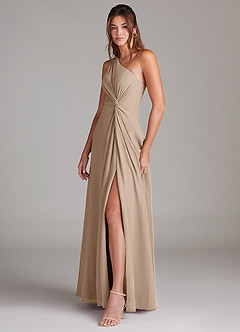 Azazie Brooke Brautjungfernkleider A-Linie One-Shoulder Chiffon Kleid Taupe image5